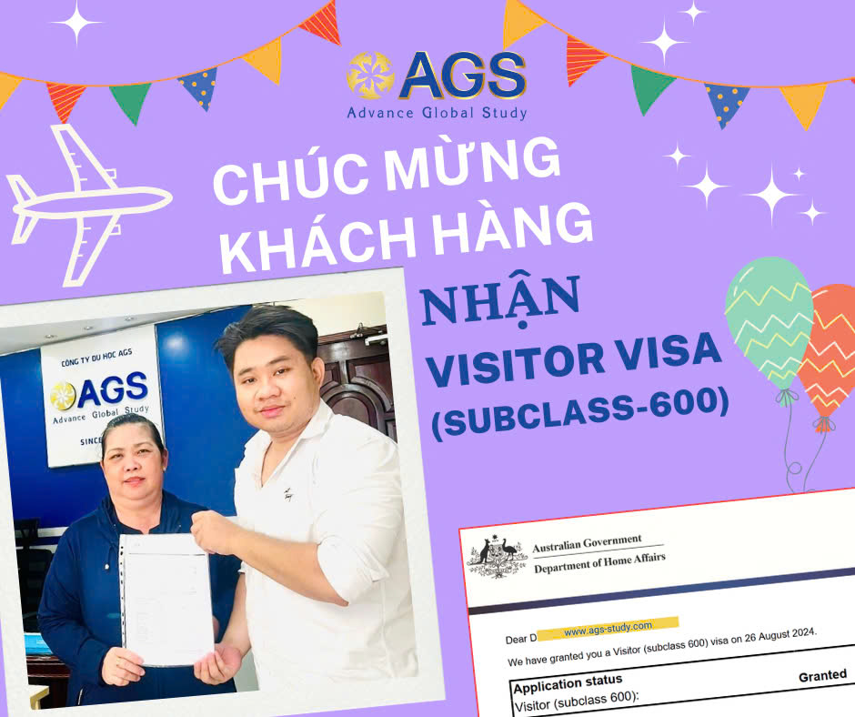 Khách hàng nhận Visa 600 từ AGS, dịch vụ tư vấn và hỗ trợ xin visa du lịch Úc thành công.